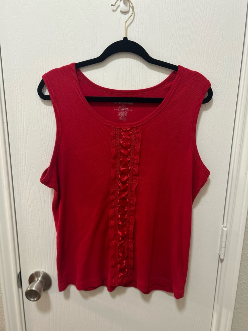 Sixteen Red Lace Design stretch tank top size 3X whimsigoth vampy Emo grunge
